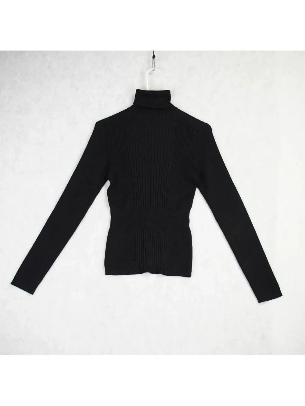 Prada Black Ribbed Knit Turtleneck Sweater Size 44 US Size Medium Luxury Design